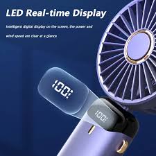 All prodUSB Handheld Mini Fan Foldable Portable Neck Hanging Fans 5 Speed Rechargeable Fan with Phone Stand and Display Screenucts